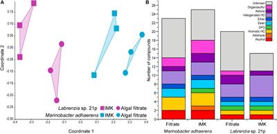 The Volatilomes of Symbiodiniaceae-Associated Bacteria Are Influenced by Chemicals Derived From Their Algal Partner